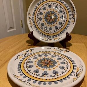 2 Pier 1 Handcrafted Earthenware Dining Plates